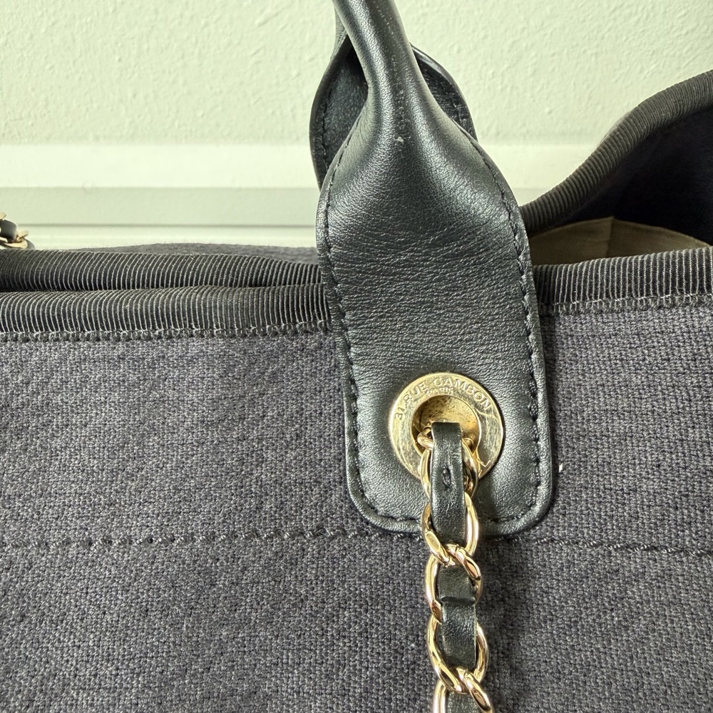CHANEL Black Canvas Small Deauville Tote - Picture 3 of 6